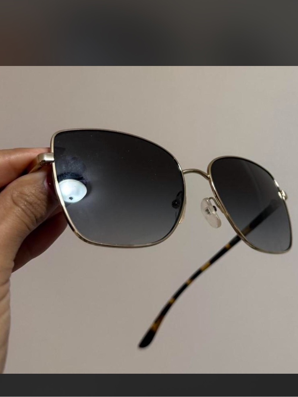 Michael Kors Gold Frame Black Lens Women's Sunglasses with Tortoiseshell Temples